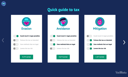 Course screenshot for tax evasion e-learning course