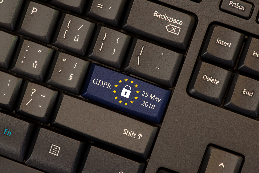 Keyboard with GDPR implementation button