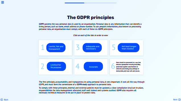Screenshot from GDPR micro course