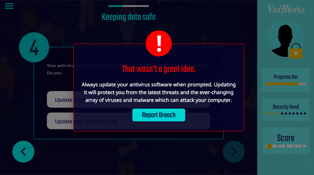 Screenshot of data privacy game