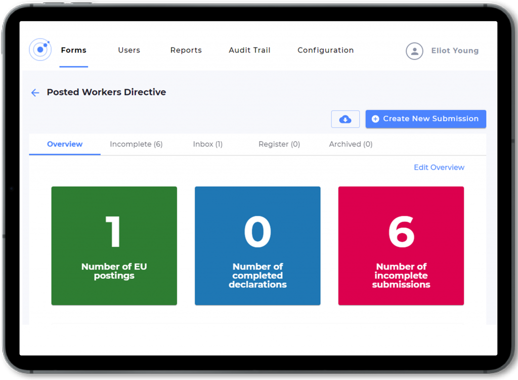 Posted Workers Directive reporting solution dashboard