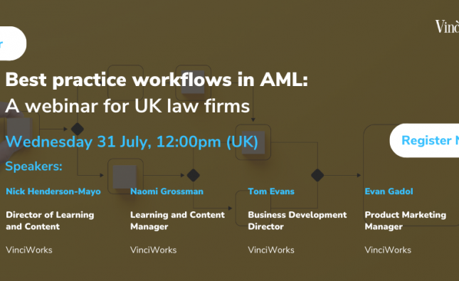 Upcoming webinar: Best practice workflows in AML: A webinar for UK law firms