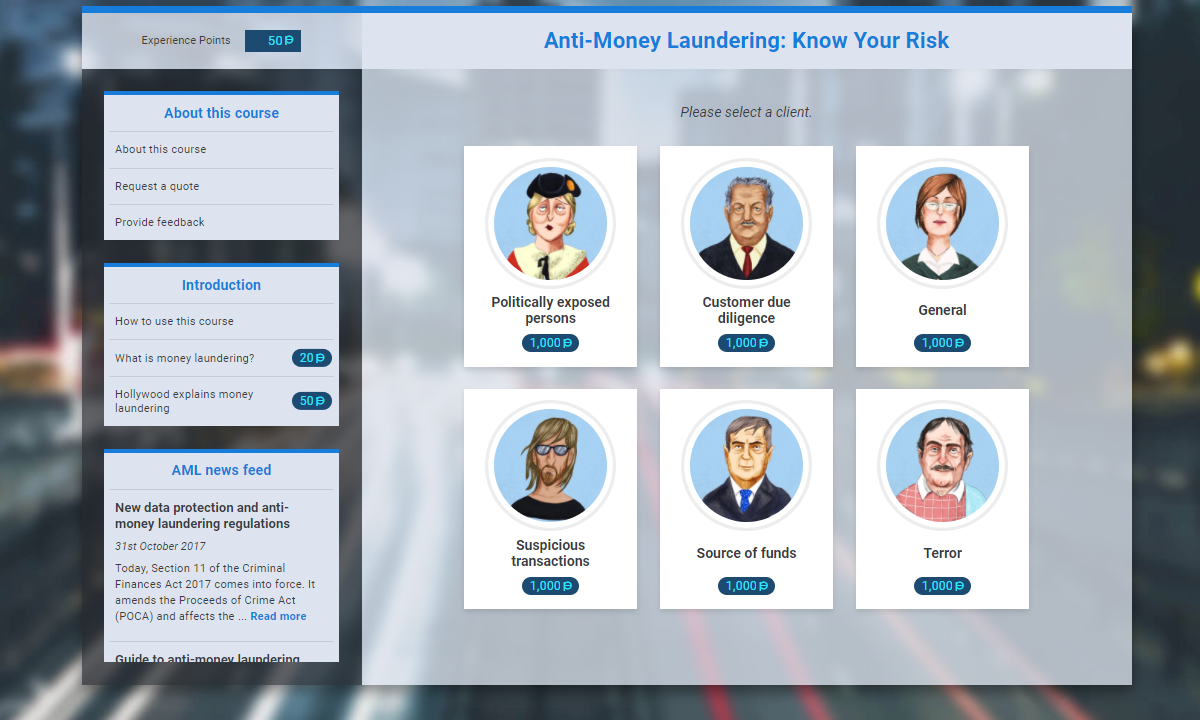 Screenshot of VinciWorks' anti-money laundering course