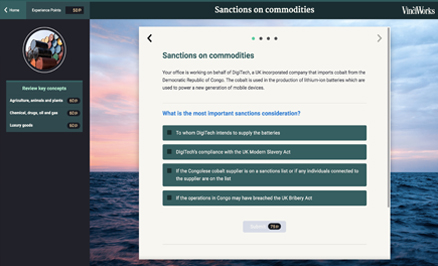 Screenshot of VinciWorks' sanctions course