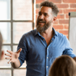 An instructor giving live training using Instructor-led training in Astute