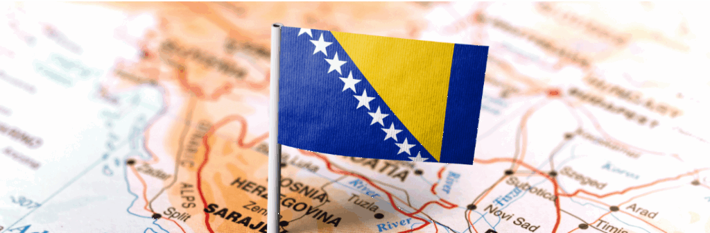 Map of Bosnia with flag