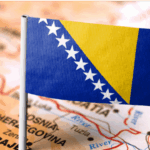 Map of Bosnia with flag