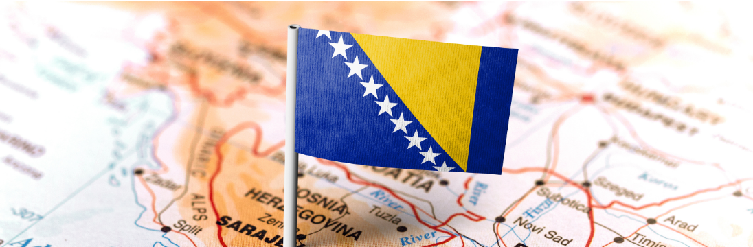 Map of Bosnia with flag